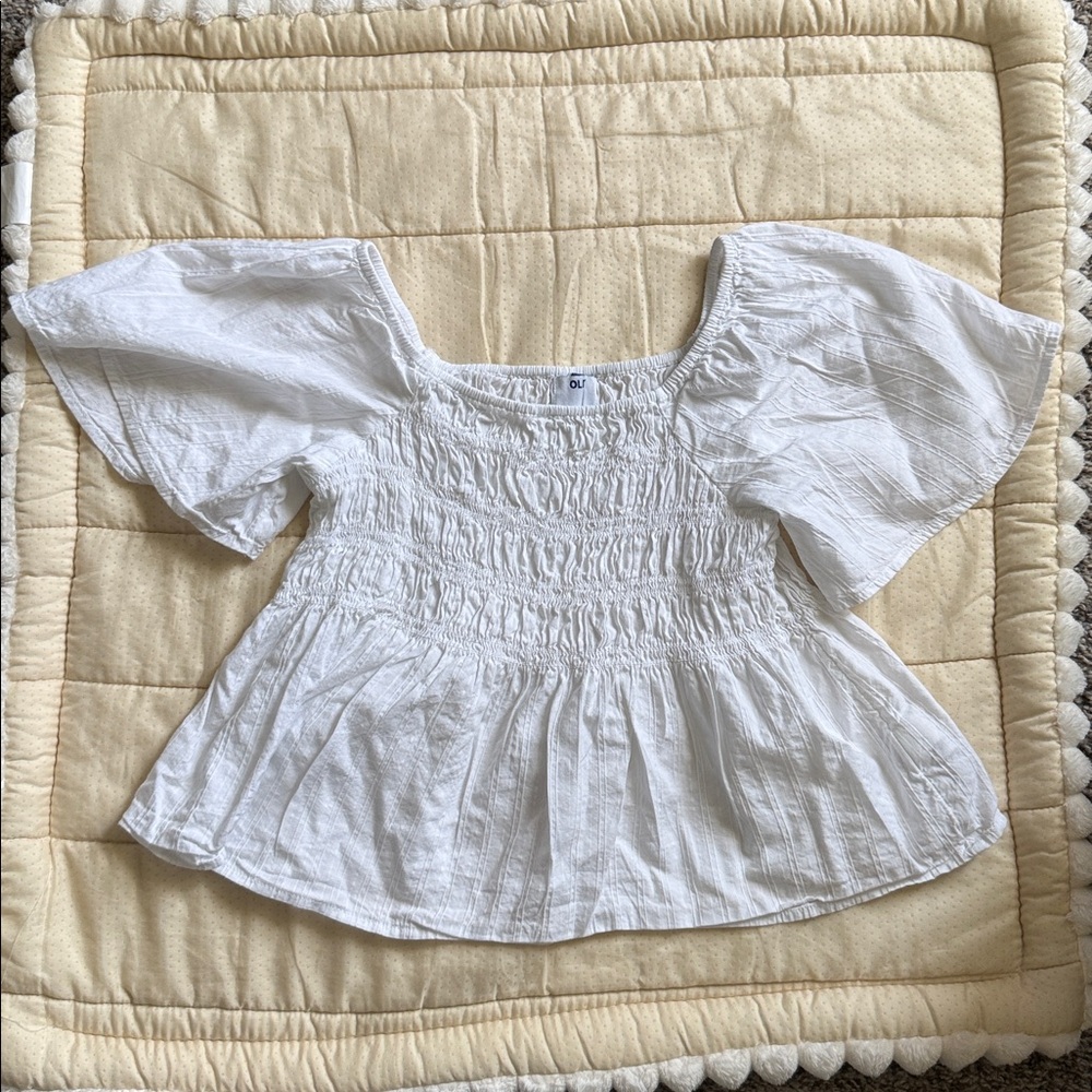 Old Navy White Smocked Top